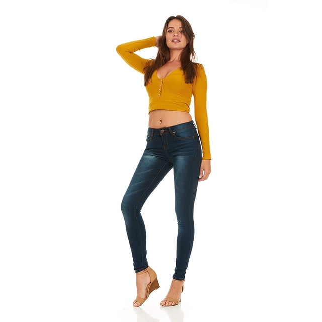 COVER GIRL Plus Size 22W Skinny Jeans, Black, 31' Inseam