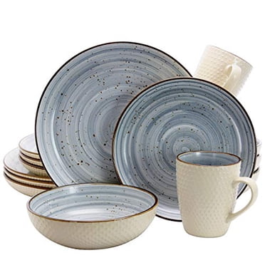 Elama EL-MELLOWBLUE Mellow 16-Piece Dinnerware Set in Powder Blue, 16pc