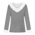 thumbnail image 4 of Timegard Hauts pour Femmes Noël Col en V Confortable Blouse à Manches Longues Automne Hiver Mode Décontractée Couleur Unie, 4 of 4