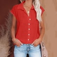 thumbnail image 1 of asjyhkr Plus Size Womens Linen T Shirts Button down Short Sleeve Tshirt Summer Tops Loose Soft Tees, 1 of 6