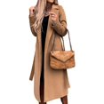 thumbnail image 1 of LinYooLi Trench Coats for Women Casual Lapel Long Solid Color Wrap Coat Wool Blend Overcoat Shacket Jacket, 1 of 4