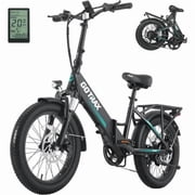 GOTRAX F2 Folding Electric Bike for Adults, 500W/48V/32kph/20" x 3" Fat Tire E-Bike with LCD Display,Black