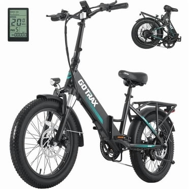 GOTRAX F2 Folding Electric Bike for Adults, 500W/48V/32kph/20" x 3" Fat Tire E-Bike with LCD Display,Black