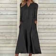thumbnail image 1 of Babysbule Liquidation Robes d'Automne pour Femmes Mode Femmes Décontracté Élégant Col Rond Imprimé Été Manches Longues Poches Robe, 1 of 5
