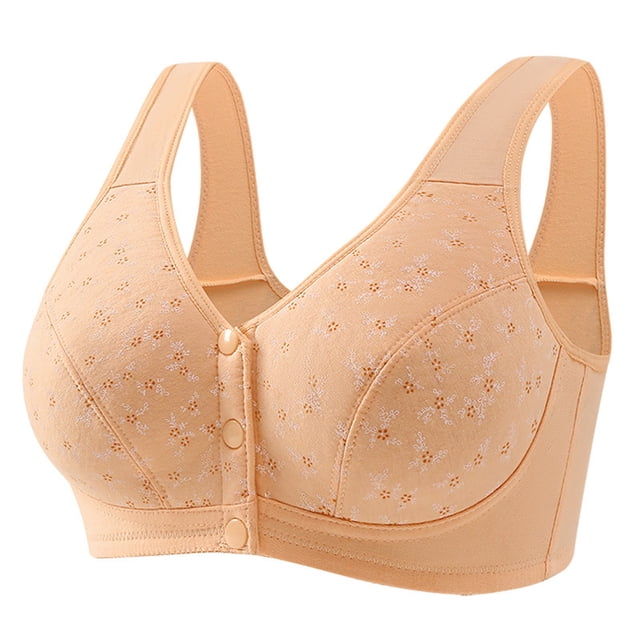 fheaev Front Open Button Bras for Women Plus Size Front Closure Wireless No Underwire Full Coverage No Underwire Bras for Seniors Comfort Front Close Push Up Lace Bras Sleeping Everyday Bras