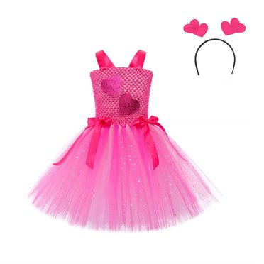 LUOGENLI Dress Valentine's Day Carnival for Girl Birthday Party Outfit Princess Tutu Dress Maxi Skirt with Pockets Denim 8-9 Years