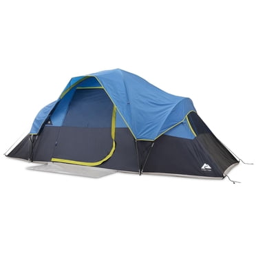 Ozark Trail, 8-Person Dome Tent, Rain Fly, Easy to Assemble Fiberglass Poles, Blue Colour, Ideal for Family Camping , 16lbs