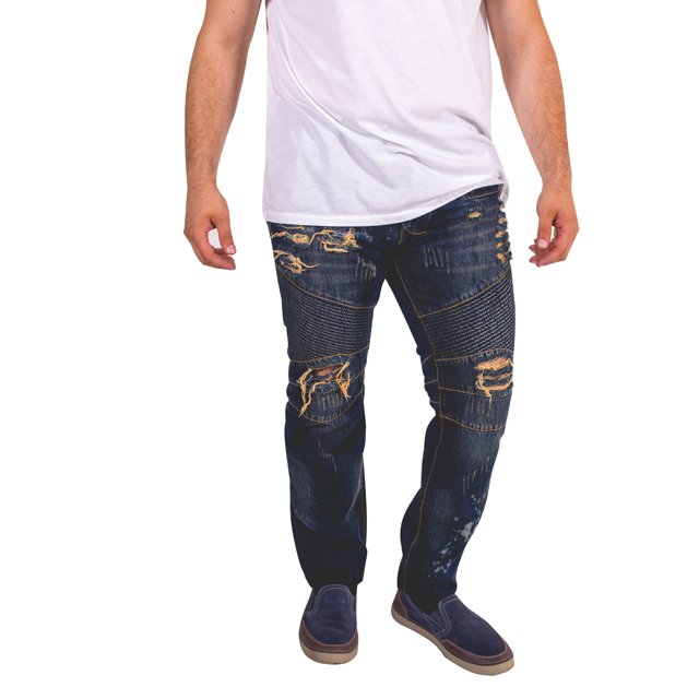 Jeans à Fermeture Éclair pour Hommes, Coupe Ajustée, Droit, Mode, Extensibles, Style Biker, Skinny Détruit