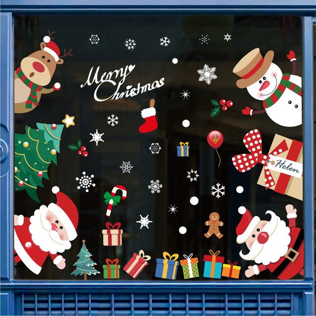 Christmas Decorations-Window Clings Decor Stickers, Multicolor Wall Decals Stickers,Home Kitchen School University Christmas Decorations(Style 8)