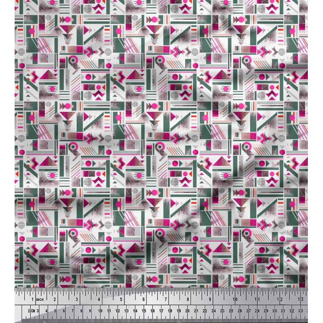 Soimoi Cotton Cambric Fabric Abstract Geometric Print Fabric by the Yard 42 Inch Wide