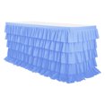 thumbnail image 1 of RKSTN 9FT Blue Tulle Desk Skirt for Rectangle&Round Tables, Wrinkle Resistant Pleated Ruffle Table Cloth, White Tutu Ruffle Table Skirt for Cake Dessert Buffet Banquet Dinner Table Decorations, 1 of 1