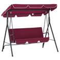 thumbnail image 1 of 3-Seater Outdoor Porch Swing with Adjustable Canopy, Patio Swing Chair for Garden, Poolside, Backyard, Wine Red, 1 of 7