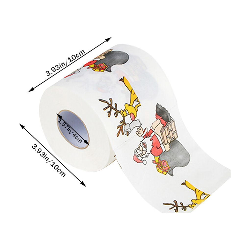 tredstone Christmas Theme Printed Toilet Paper Home paper printed Hotel Bathroom Roll Paper Tissue Holiday Decor, Santa, 10x10cm
