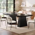 thumbnail image 3 of Tribesigns Dining Table for 6, Farmhouse Wood Kitchen Table with Pedestal for Dining Room, Black, 3 of 5