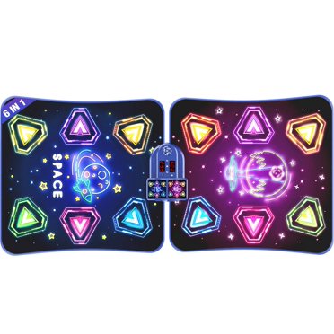 Grands Tapis de Danse Électroniques Doubles, Tapis de Danse avec Lumière LED et Bluetooth Sans Fil, Jouet de Danse Musical avec 6 Modes de Jeu, Jeu de Défi pour Simple et Dou