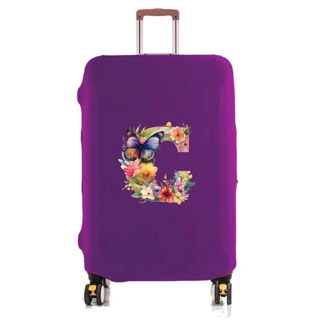 Travel Luggage Cover Baggage Suitcase Protector Washable Reusable Dustproof Scratch-proof Suitcase Cover Butterfly Print Pattern 8butterfly letter C S