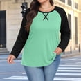thumbnail image 3 of Yuyuzo T-Shirts pour Femmes Grande Taille à Blocs de Couleur à Manches Longues Col Ras du Cou Coupe Ample Confortable Tunique Unie T-Shirts, 3 of 7