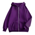 thumbnail image 4 of Mode Femme Uni Ample Amincissant à Capuche à Fermeture Éclair Chandail à Capuchon à Manches Longues Veste Chandails à Capuchon pour Femmes Chandails TG, 4 of 5