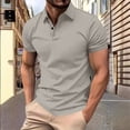 thumbnail image 2 of HVOBTTY Mens Summer Soft Versatile Pullover Casual Fashion Solid Color Collared Short Sleeve Loose Breathable Daily Base Layer Tops Gray, M, 2 of 5