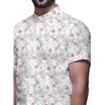 thumbnail image 4 of BESTMAN Printed Mens Short Sleeve Button Down Slim Fit Cotton Casual Shirt, 4 of 5