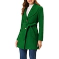 thumbnail image 4 of INSPIRE CHIC Manteau Trench Long pour Femme, Mignon, Col Rabattu, Boutonnage Simple, Ceinturé, TP Vert Pois, 4 of 6