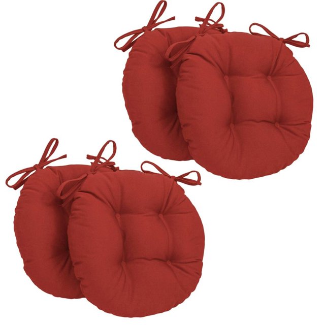 Coussins de Chaise Ronds Capitonnés en Sergé Uni de 16 Po (Ensemble de 4)