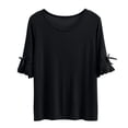 thumbnail image 1 of AherBiu Pajamas Tops for Women Oversized Ruffle 1/2 Sleeve Basic Layer Top Tees Shirts Comfy Soft Undershirts, 1 of 5