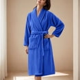 thumbnail image 1 of Soki Premium Womens Plush Soft Robe Fluffy, Warm, Fleece Sherpa Shaggy Bathrobe Blue L, 1 of 3