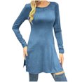 thumbnail image 1 of SROBPTY Longues Chandails à Manches pour Femmes, Mode pour Femmes Manches Longues Col Rond Taille Nuptiale Long Marine, P, 1 of 4