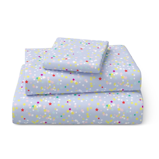Mainstays Kids Microfiber Bed Sheet Set, Twin, Stars, 3 Pieces