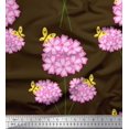 thumbnail image 1 of Soimoi Brown Georgette Viscose Fabric Insect & Floral Artistic Print Fabric by The Yard 42 Inch Wide, 1 of 3