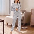 thumbnail image 2 of Teissuly Pyjama pour Femmes, Haut Décontracté à Manches Longues, Pantalon Ample Imprimé, Tenue d'Intérieur, Ensemble de Pyjama, 2 of 4