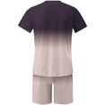 thumbnail image 5 of cllios Mens 2 Piece Short Sets Outfits Classic Gradient Printed Track Suits Summer Casual T Shirts Short Sleeve Drawstring Elastic Waist Beach Shorts with Pockets, 5 of 5
