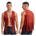 thumbnail image 4 of TiaoBug Gilet à Franges de Cowboy pour Homme Sans Manches Veste Cardigan Hauts Western de Cowboy Rouge m, 4 of 10