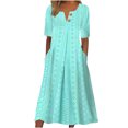 thumbnail image 2 of Babysbule Liquidation Robes d'Été pour Femmes, Mode Femmes Décontractée Ample Imprimé Papillon Col en V Manches Mi-Longues Boutons Poches Robe Longue, 2 of 6