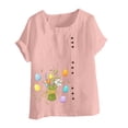 thumbnail image 4 of Daisyyozoid Chandail Drôle de Pâques pour Femmes Été Surdimensionné Décontracté à Col Rond Manches Courtes à Imprimé Floral Hauts Amples, 4 of 5