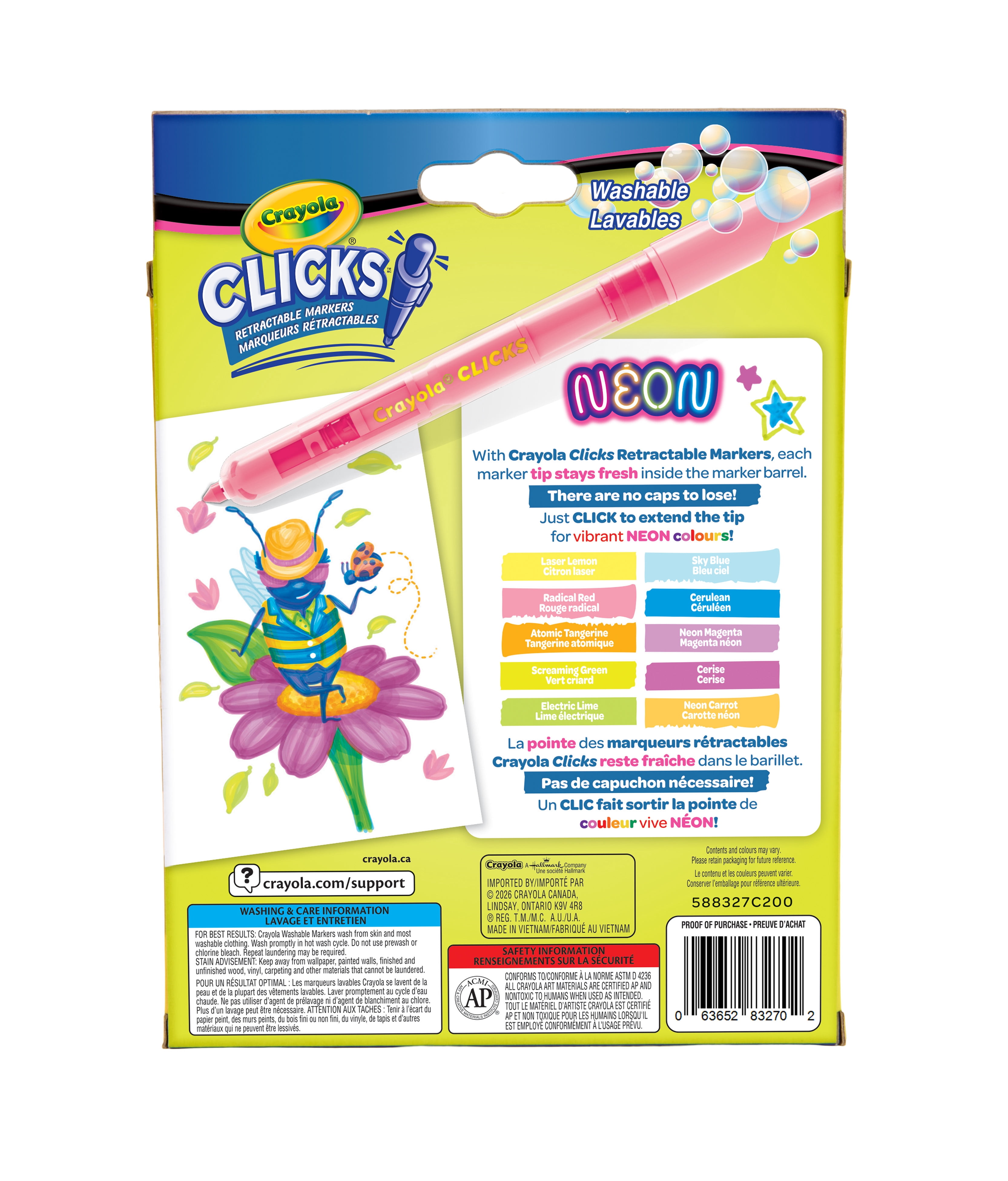 Crayola Clicks Retractable Markers - Neon, 10 Count