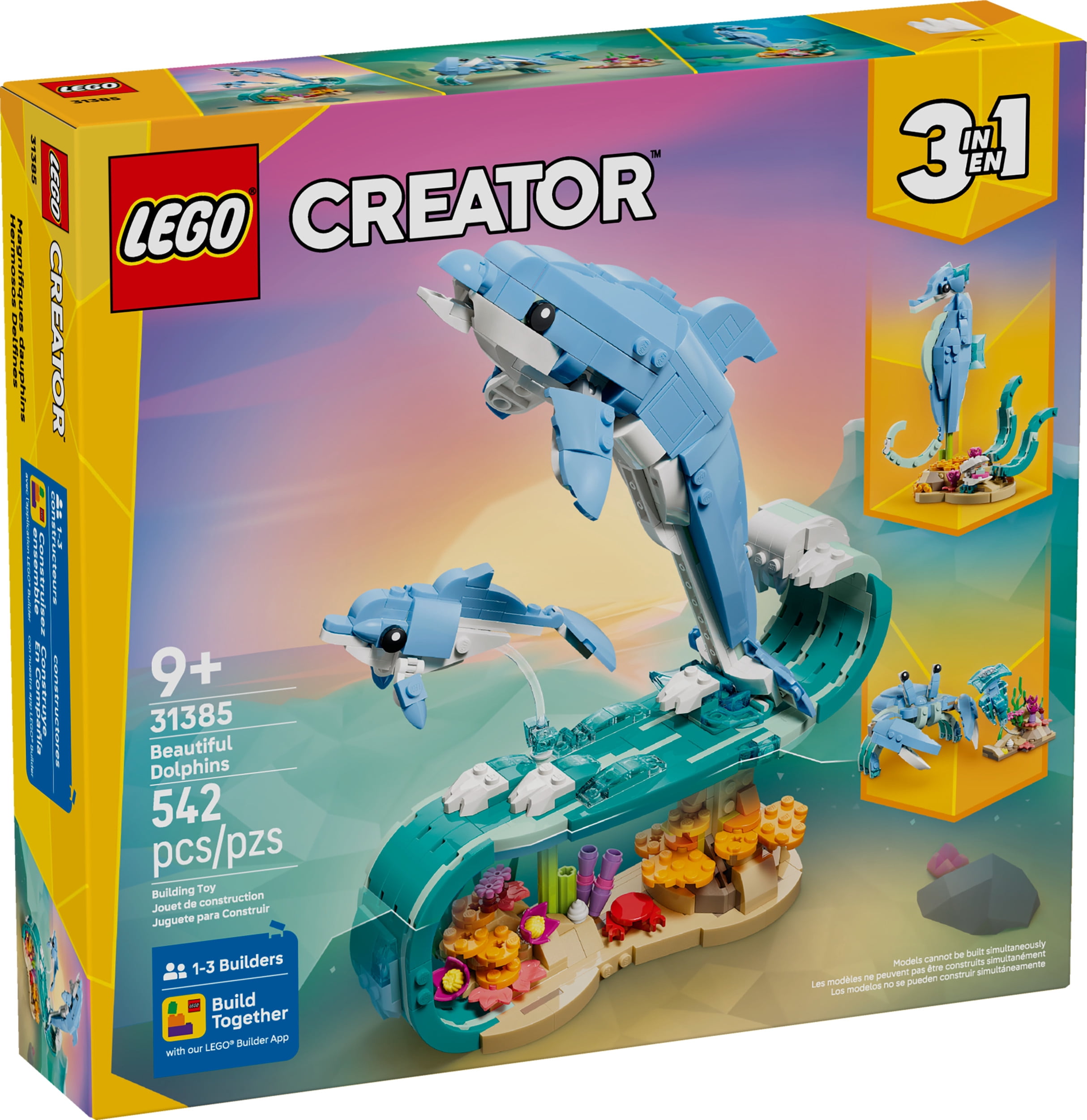 LEGO Creator 3 en 1 Les Animaux Marins : Les Magnifiques Dauphins 31385