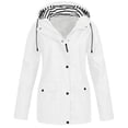 thumbnail image 1 of FAVIPT Womens Plus Size Raincoat Long Sleeve Plain Drawstring Jackets Full Zip Waterproof Sunprotect Raincoats with Hoodies 2025 White,XXL, 1 of 2