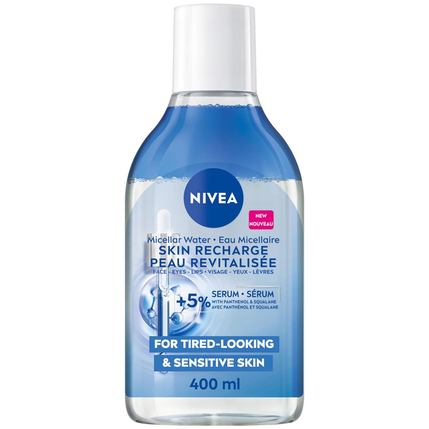 fr-CA NIVEA Eau Micellaire Peau Revitalisée, Peau Fatiguée et Sensible, Sans Parfum, 400mL
