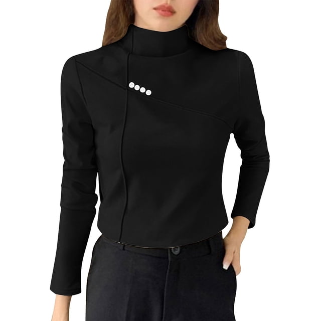 Womens Double Sided Fleece Top Ultra Soft Warm Long Sleeve Base Layer Fitted Stretch for Essential Fall Winter Thermal Wear