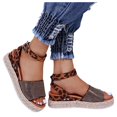thumbnail image 3 of Womens Platform Wedge Sandals Espadrille Open Toe Ankle Strap Rhinestones Flatform Sandal, 3 of 8