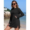 thumbnail image 3 of Charmo Women's Hooded UPF 50+ Rash Guard Long Sleeve UV Protection Zipper Swimwear Shirts with Pockets, 3 of 7