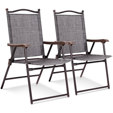 Costway Set of 2 Folding Sling Back Chair Camping Deck Patio Garden Beach