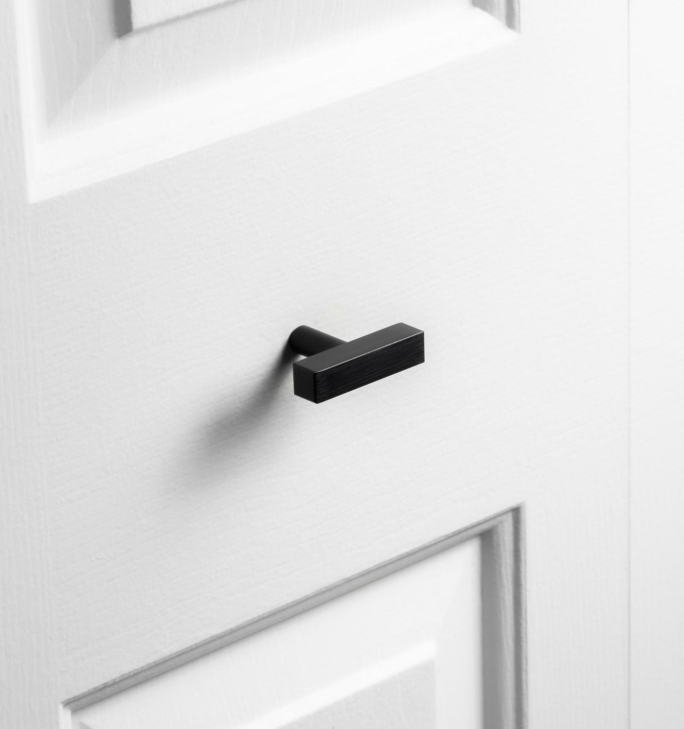 Era Square T Knobs Brushed Black, Metal,  Knobs w/Screws for Kitchen Drawer Cabinet Door 2-Pack