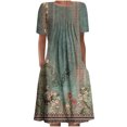 thumbnail image 2 of Robe Maxi Grande Taille pour Femme Été Bohème à Imprimé à Manches Courtes Robe de Plage Robe Longueur Genou Robe à Manches Courtes en Liquidation, 2 of 5