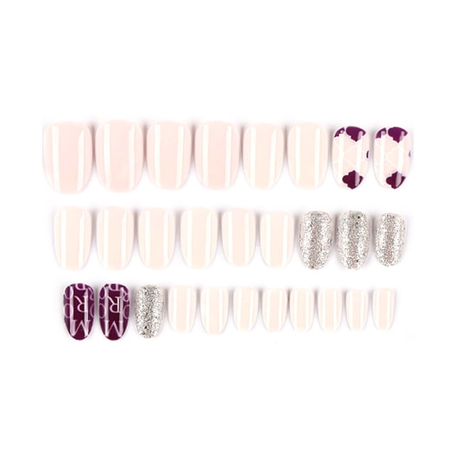 28PCS Fake Nails Tips Set Different Sizes Natural French Short False Nails Tips Full Cover Acrylic Artificial Nails for Nail Salons & DIY Nail Art Tool