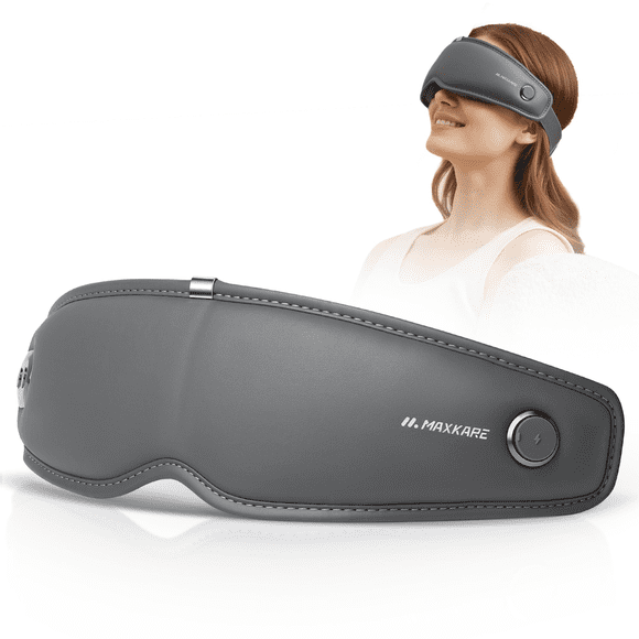 Maxkare Eye Massager with Heat, Vibration, Air Pressure for Relieve Eye Strain Dry Eye Headaches Foldable Rechargeable Shiatsu Massager