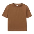 thumbnail image 2 of MIASHUI Boys Summer Tracksuit Outfits Solid Color Short Sleeve Shirts Shorts Outfits,Brown,1-2 Years, 2 of 9
