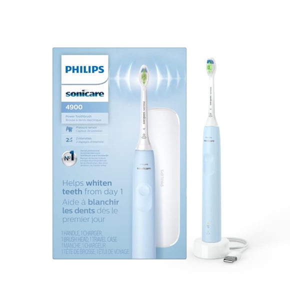 Philips Sonicare 4900 Power Toothbrush, Rechargeable Electric Toothbrush with Pressure Sensor, Light Blue HX3683/32 AMZ Exclusive